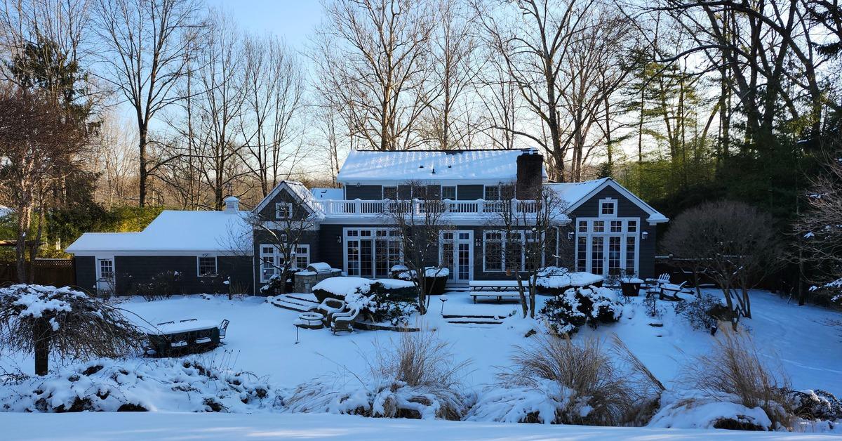 House and landscape during winter
