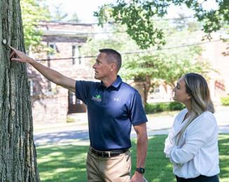 SavATree worker pointing at tree