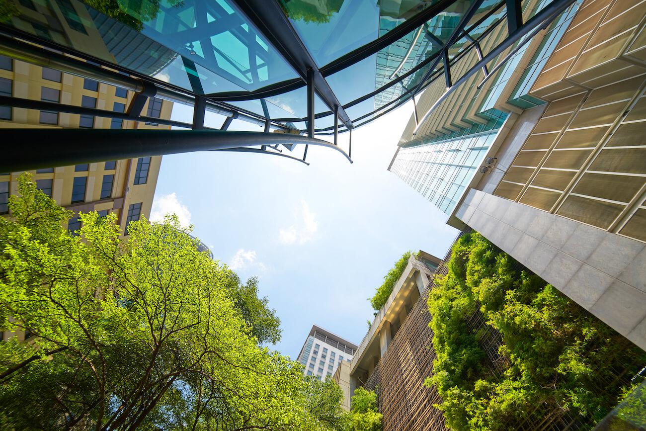 office buildings in park