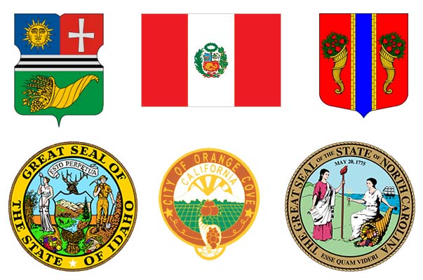 Coats of Arms, Peruvian Flag, US State Seals